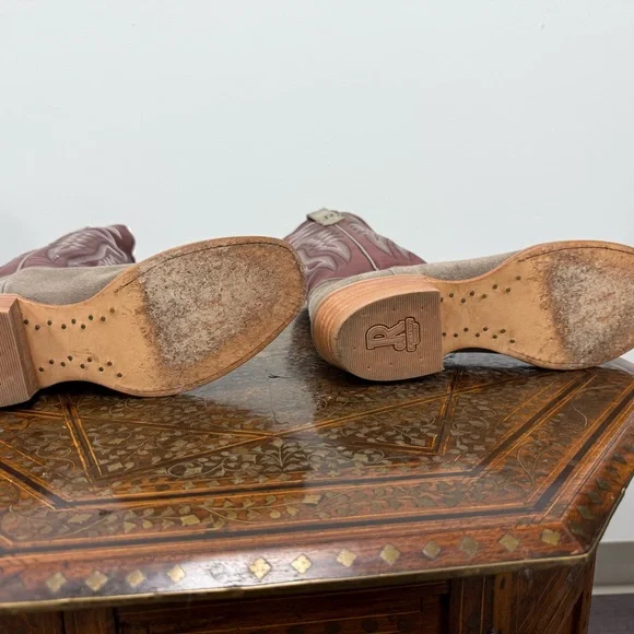 Women’s R Watson Western Cowboy Boots - Grey and Burgundy - Picture 9 of 9